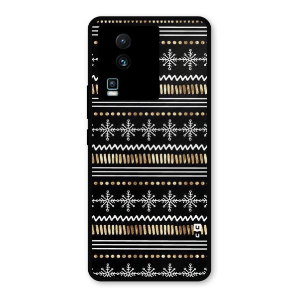 Snowflakes Gold Metal Back Case for iQOO Neo 7 Pro