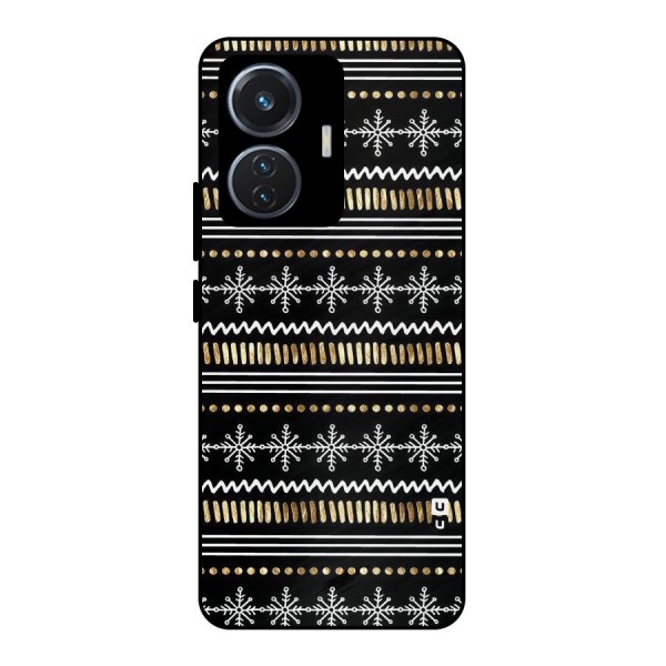 Snowflakes Gold Metal Back Case for iQOO Z6 44W