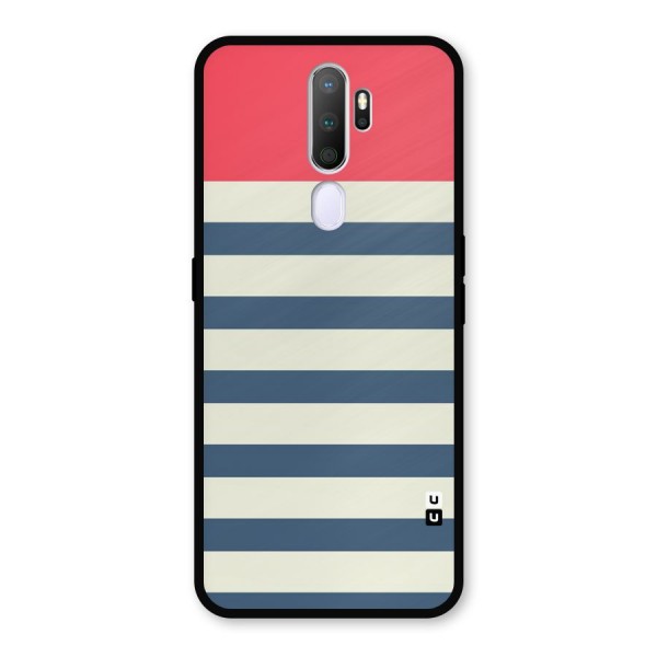 Solid Orange And Stripes Metal Back Case for Oppo A9 (2020)