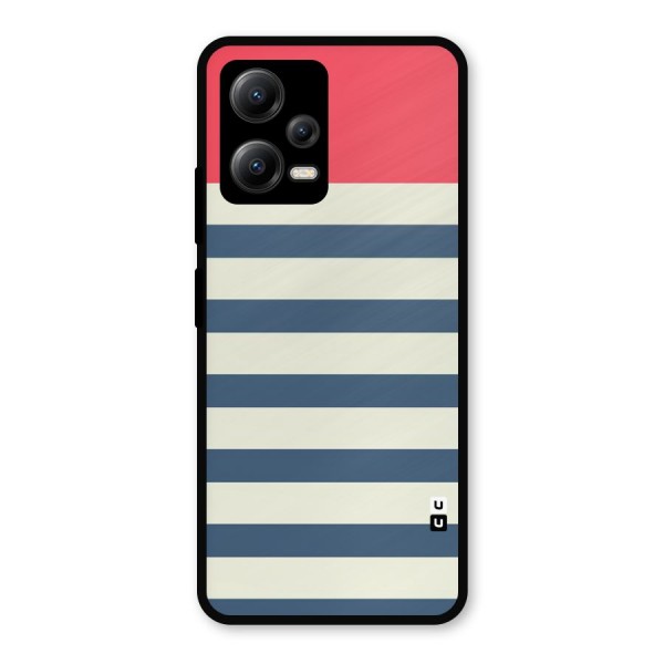Solid Orange And Stripes Metal Back Case for Poco X5