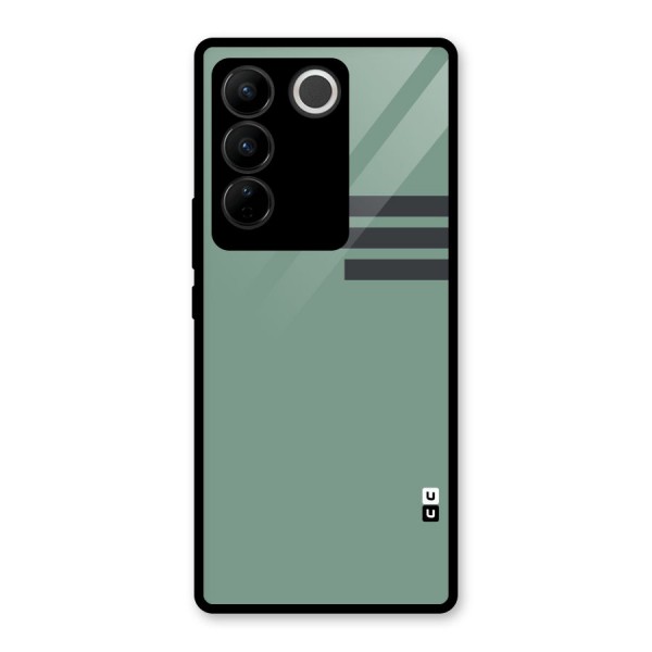 Solid Sports Stripe Glass Back Case for Vivo V27 Pro