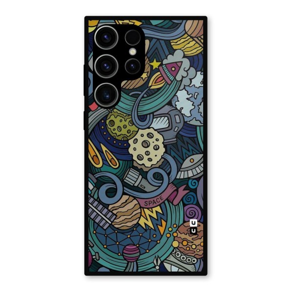 Space Pattern Blue Metal Back Case for Galaxy S23 Ultra