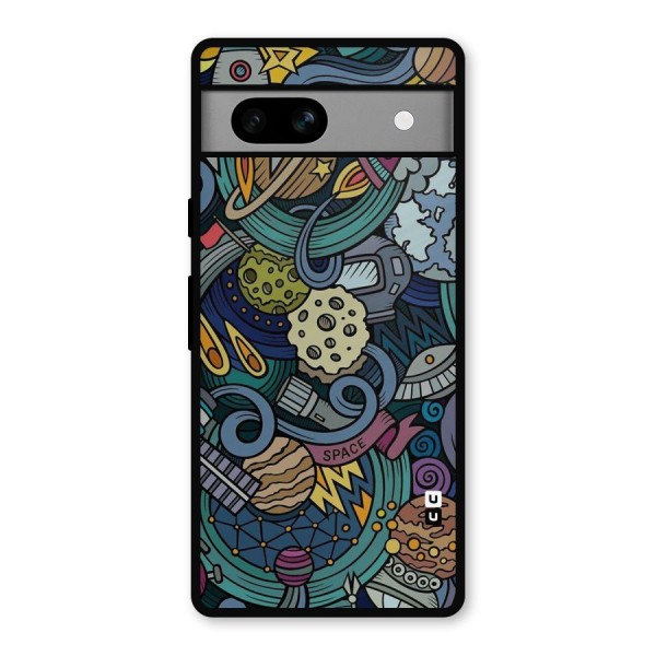Space Pattern Blue Metal Back Case for Google Pixel 7a