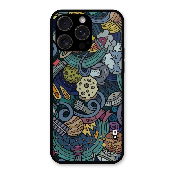 Space Pattern Blue Metal Back Case for iPhone 15 Pro Max