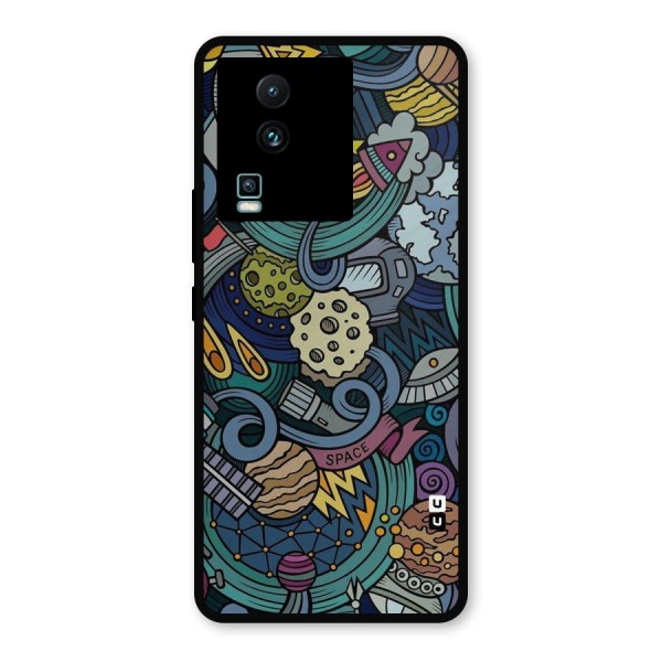 Space Pattern Blue Metal Back Case for iQOO Neo 7 Pro