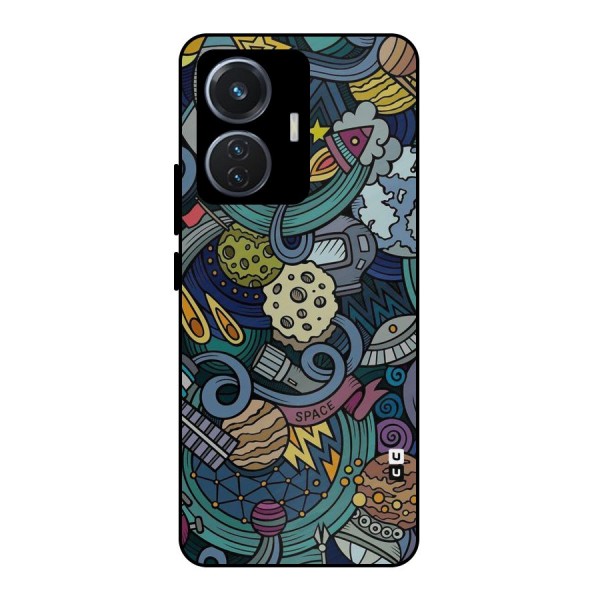Space Pattern Blue Metal Back Case for iQOO Z6 44W