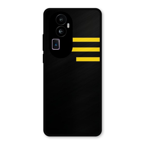 Sports Yellow Stripes Metal Back Case for Oppo Reno10 Pro Plus