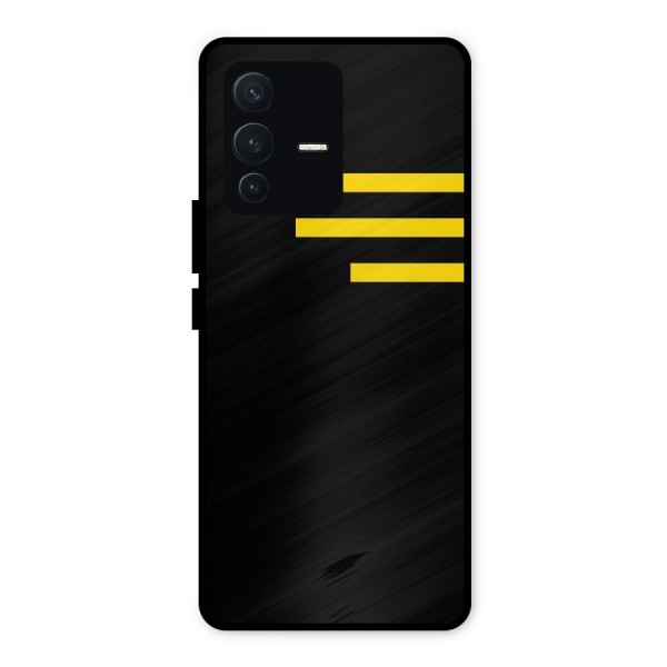 Sports Yellow Stripes Metal Back Case for Vivo V23 5G