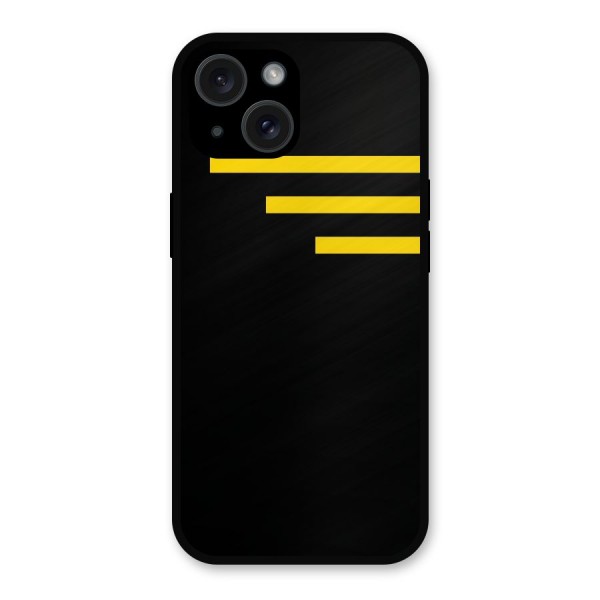 Sports Yellow Stripes Metal Back Case for iPhone 15