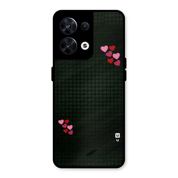 Square and Hearts Metal Back Case for Oppo Reno8 5G