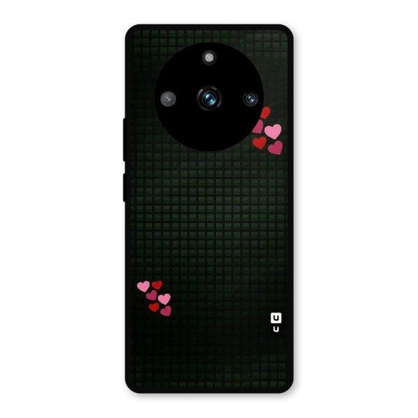 Square and Hearts Metal Back Case for Realme 11 Pro