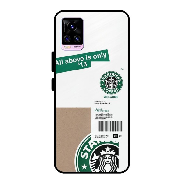 Starbucks Coffee Mocha Metal Back Case for Vivo V20 Pro