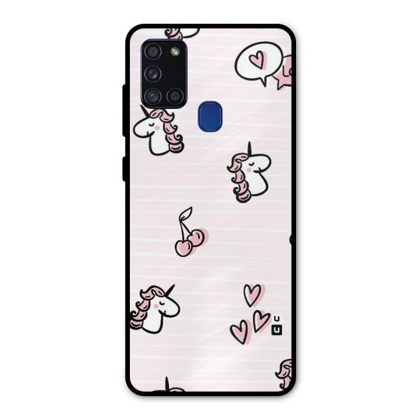 Strawberries And Unicorns Metal Back Case for Galaxy A21s