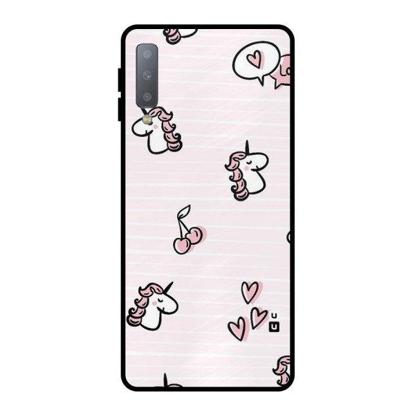 Strawberries And Unicorns Metal Back Case for Galaxy A7 (2018)