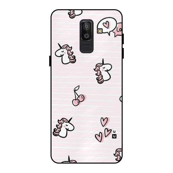 Strawberries And Unicorns Metal Back Case for Galaxy J8