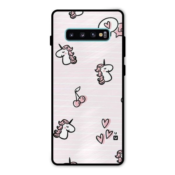 Strawberries And Unicorns Metal Back Case for Galaxy S10 Plus