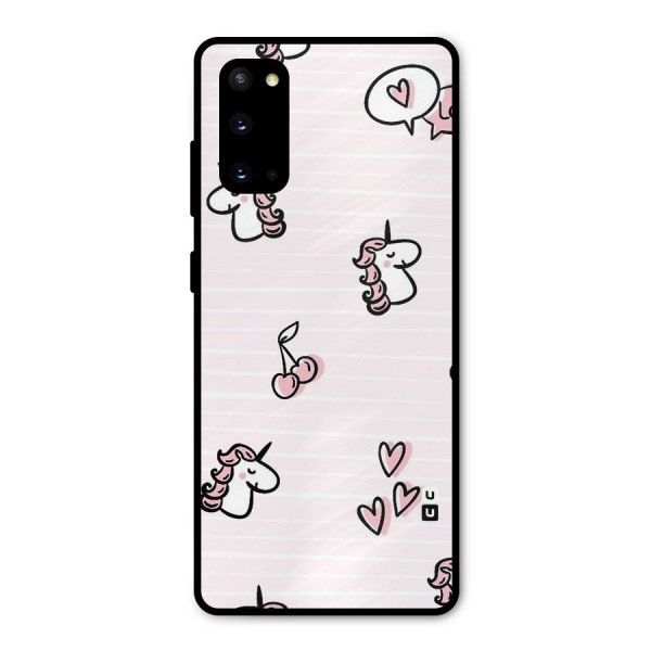 Strawberries And Unicorns Metal Back Case for Galaxy S20