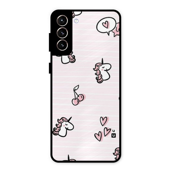 Strawberries And Unicorns Metal Back Case for Galaxy S21 Plus