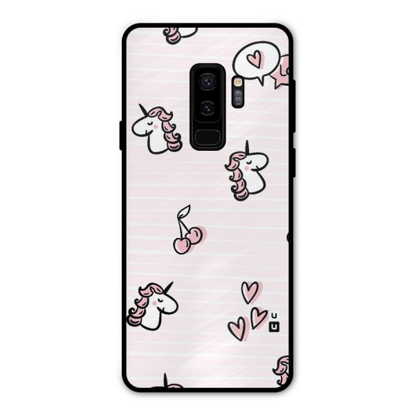 Strawberries And Unicorns Metal Back Case for Galaxy S9 Plus