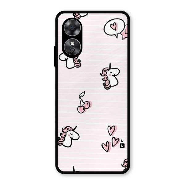 Strawberries And Unicorns Metal Back Case for Oppo A17