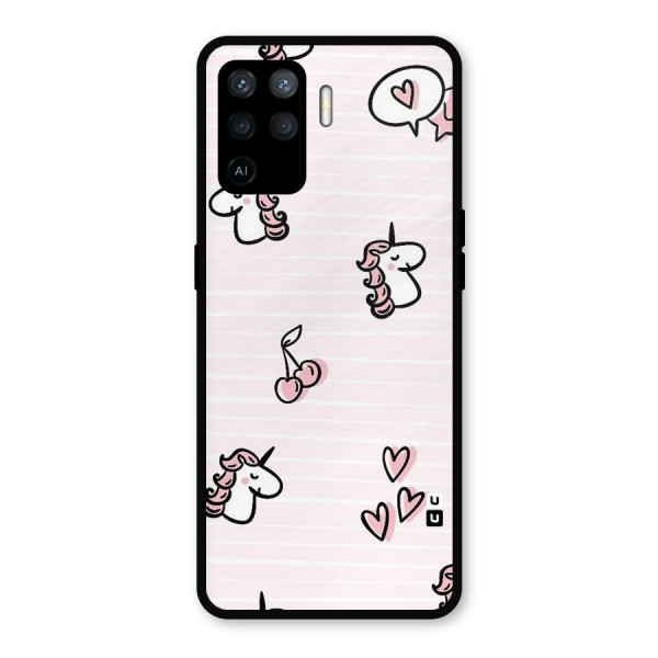 Strawberries And Unicorns Metal Back Case for Oppo F19 Pro