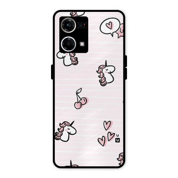 Strawberries And Unicorns Metal Back Case for Oppo F21 Pro 4G