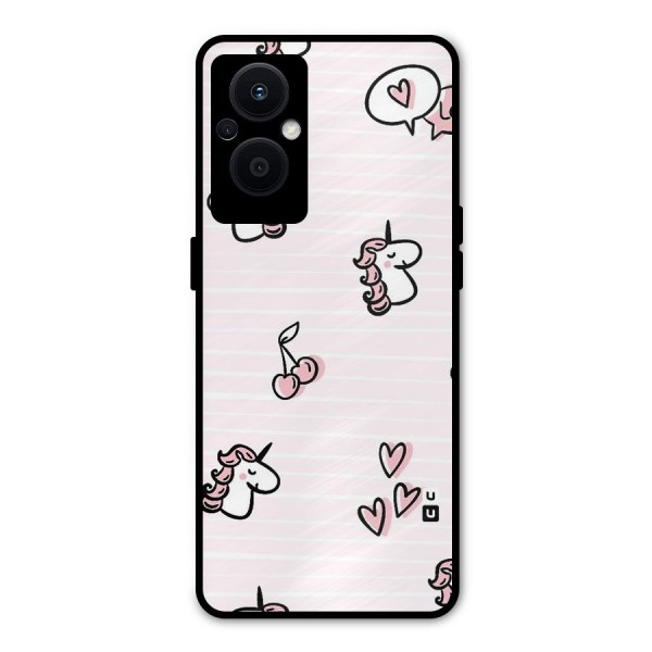 Strawberries And Unicorns Metal Back Case for Oppo F21 Pro 5G