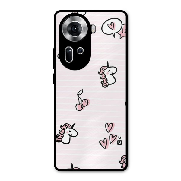 Strawberries And Unicorns Metal Back Case for Oppo Reno11 5G