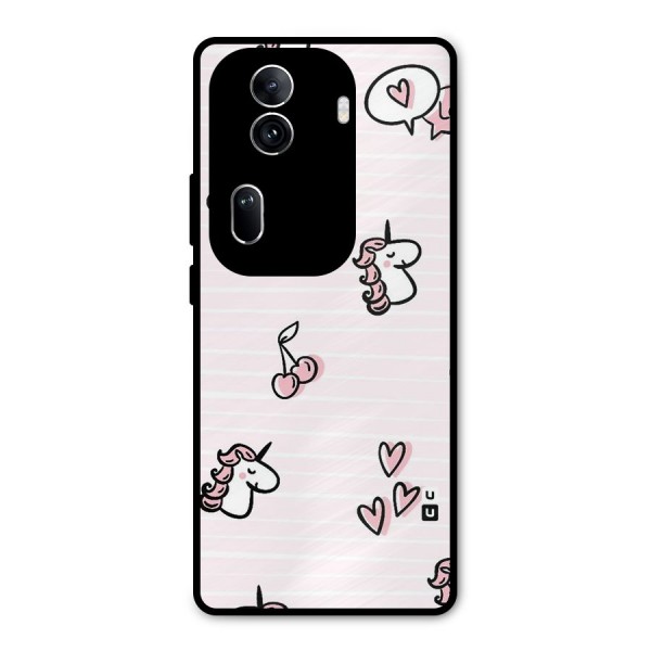Strawberries And Unicorns Metal Back Case for Oppo Reno11 Pro 5G