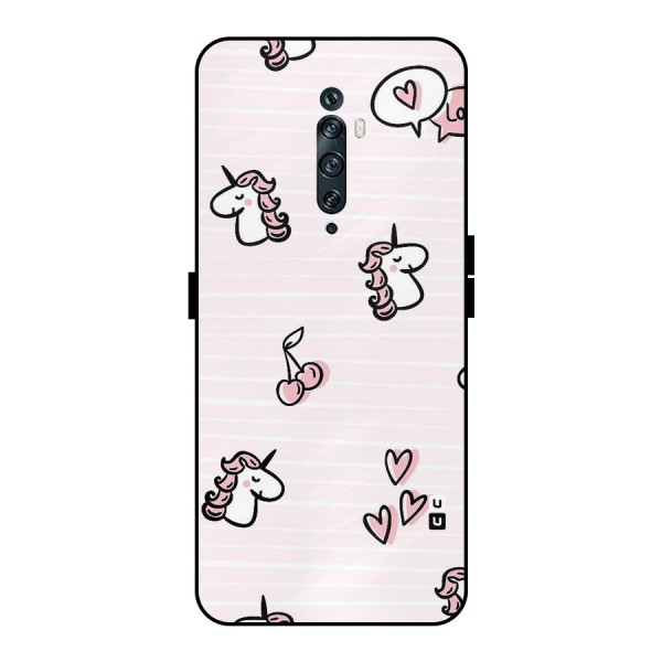 Strawberries And Unicorns Metal Back Case for Oppo Reno2 F