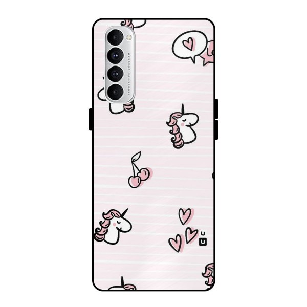 Strawberries And Unicorns Metal Back Case for Oppo Reno4 Pro