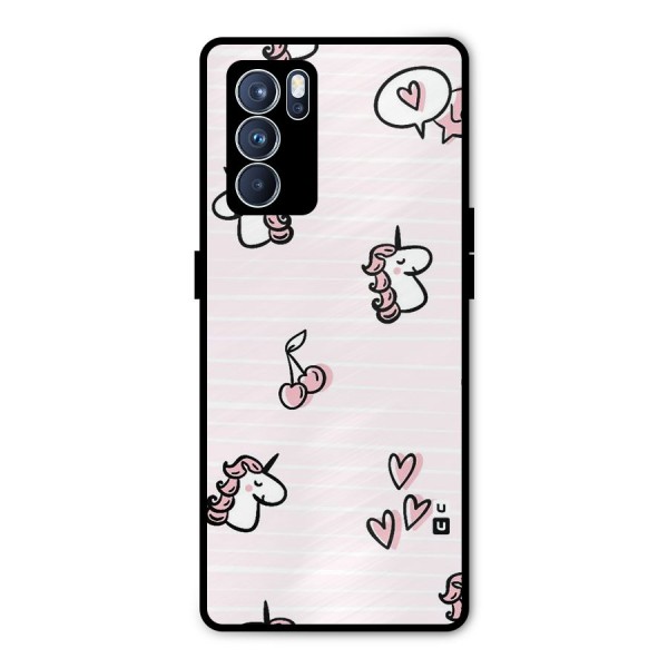 Strawberries And Unicorns Metal Back Case for Oppo Reno6 Pro 5G