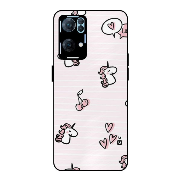 Strawberries And Unicorns Metal Back Case for Oppo Reno7 Pro 5G