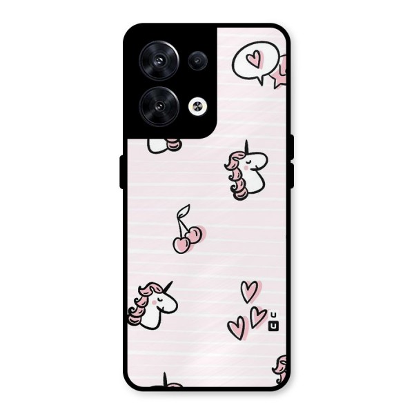Strawberries And Unicorns Metal Back Case for Oppo Reno8 5G