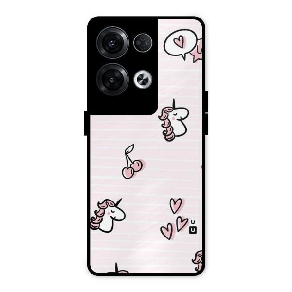 Strawberries And Unicorns Metal Back Case for Oppo Reno8 Pro 5G