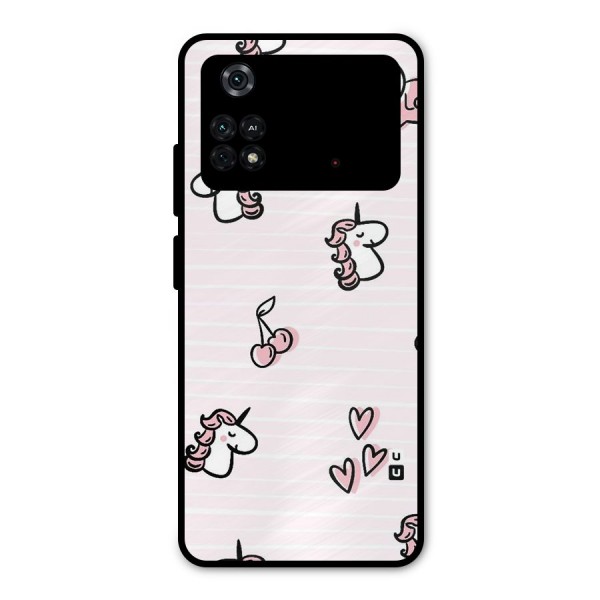 Strawberries And Unicorns Metal Back Case for Poco M4 Pro 4G