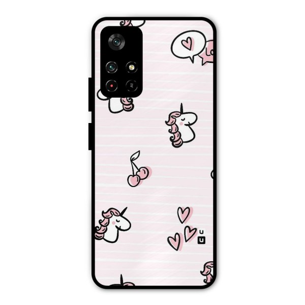 Strawberries And Unicorns Metal Back Case for Poco M4 Pro 5G
