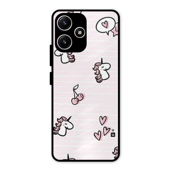Strawberries And Unicorns Metal Back Case for Poco M6 Pro