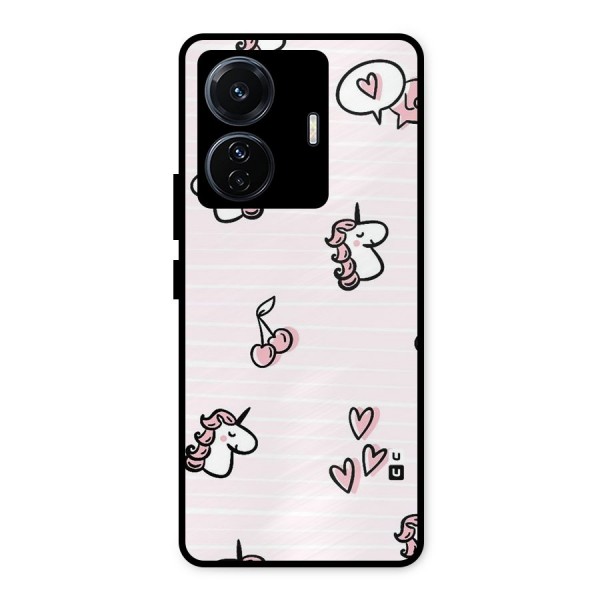 Strawberries And Unicorns Metal Back Case for Vivo T1 Pro