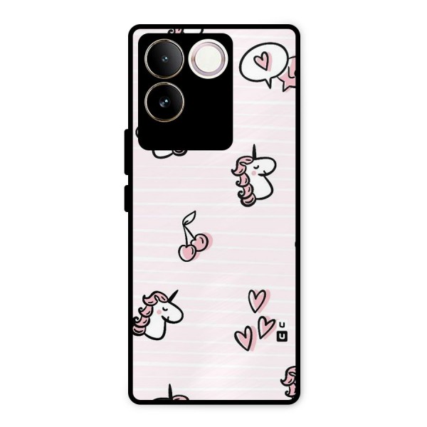 Strawberries And Unicorns Metal Back Case for Vivo T2 Pro
