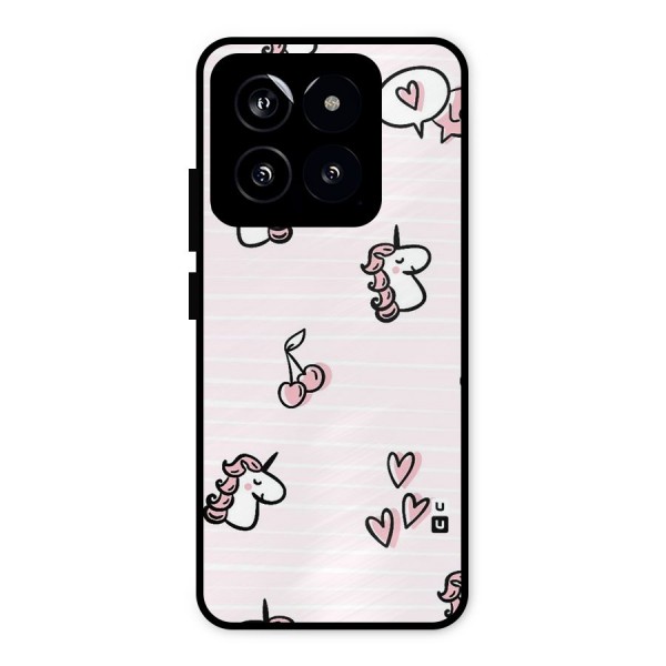 Strawberries And Unicorns Metal Back Case for Xiaomi 14