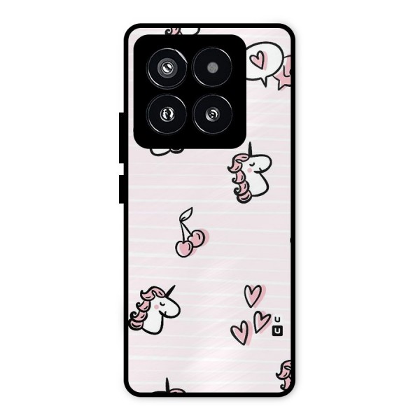 Strawberries And Unicorns Metal Back Case for Xiaomi 14 Pro