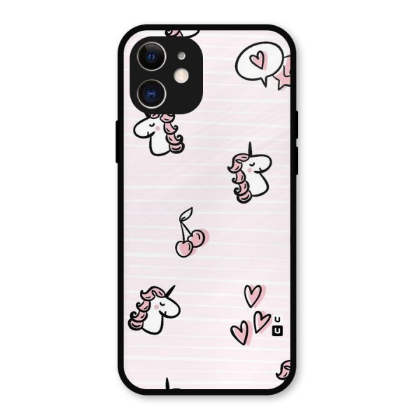 Strawberries And Unicorns Metal Back Case for iPhone 12