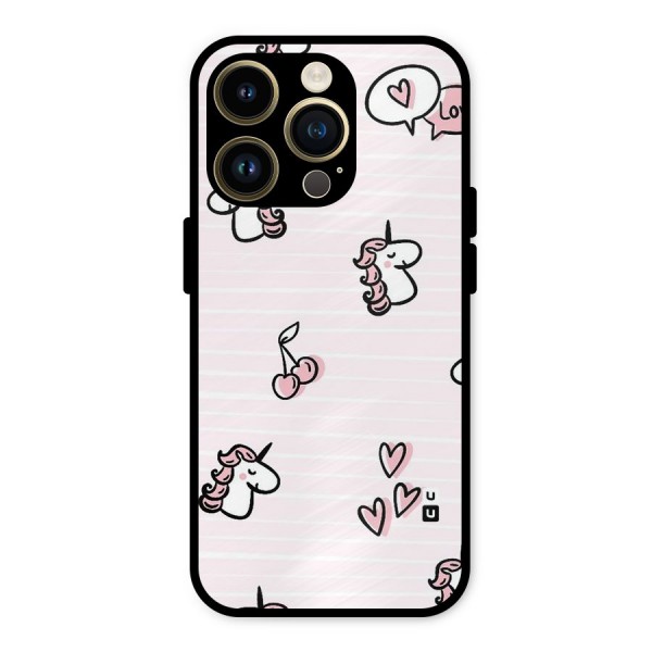 Strawberries And Unicorns Metal Back Case for iPhone 14 Pro