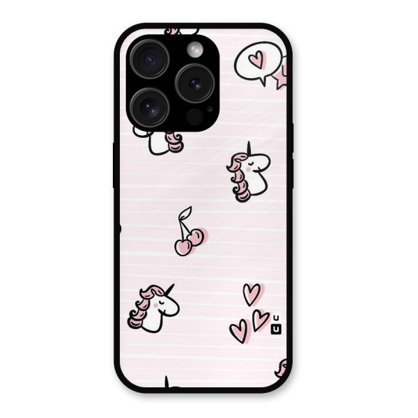 Strawberries And Unicorns Metal Back Case for iPhone 15 Pro