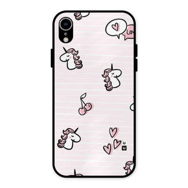 Strawberries And Unicorns Metal Back Case for iPhone XR
