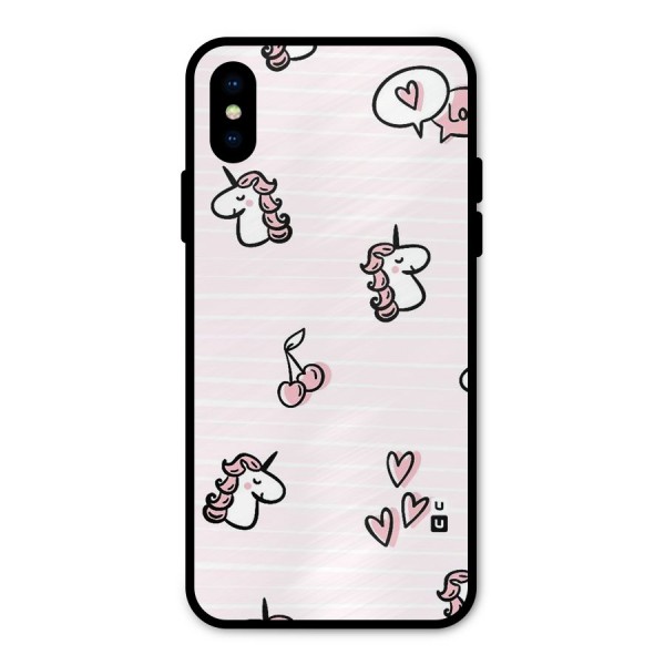 Strawberries And Unicorns Metal Back Case for iPhone XS