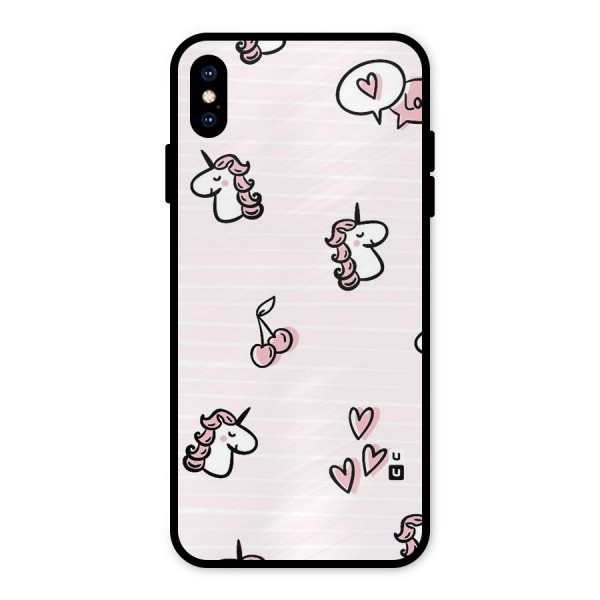 Strawberries And Unicorns Metal Back Case for iPhone XS Max