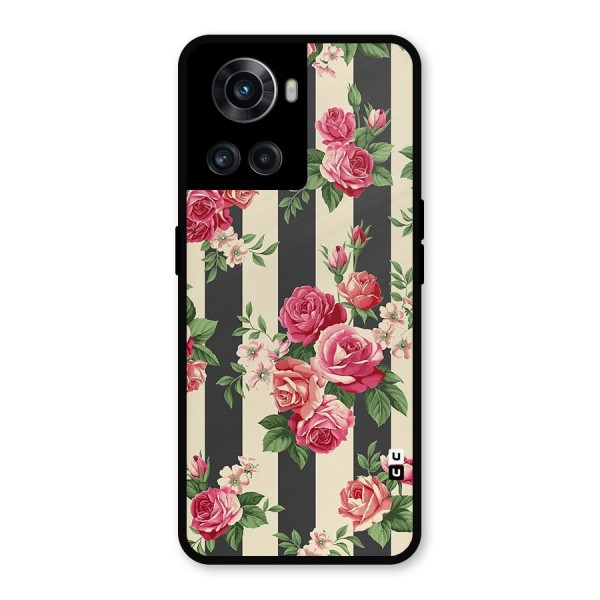 Stripes And Floral Metal Back Case for OnePlus 10R