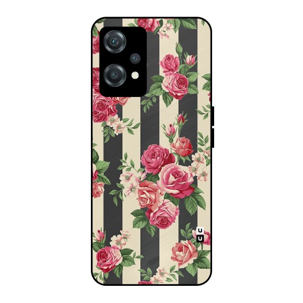 Stripes And Floral Metal Back Case for OnePlus Nord CE 2 Lite 5G